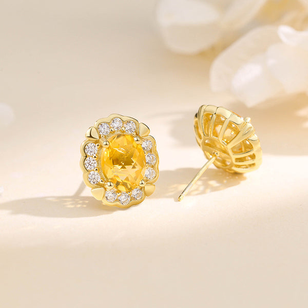 FE2988 925 Sterling Silver Oval CZ Stud Earrings