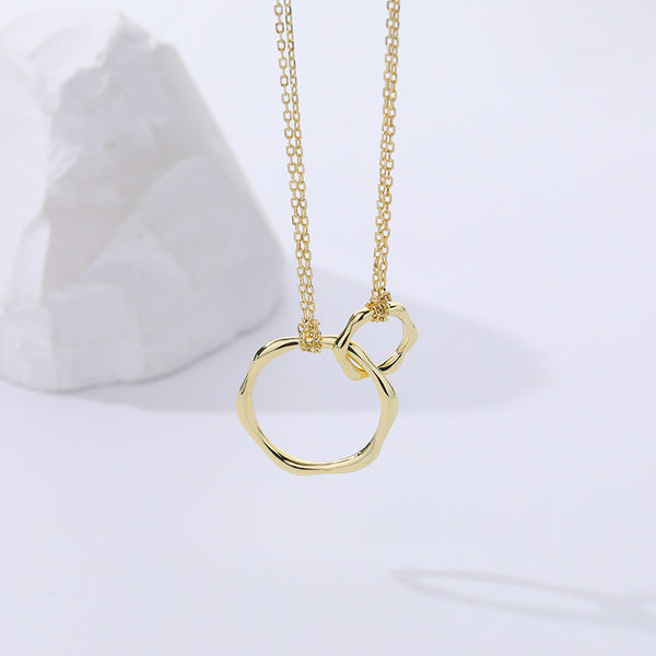 FX0985 925 Sterling Silver Interlocked Circle Pendant Necklaces