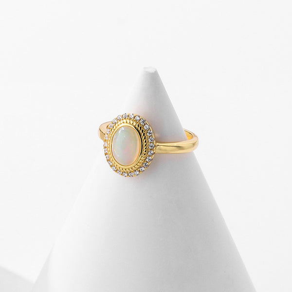 FJ0908 925 Sterling Silver Opal Crystal Ring
