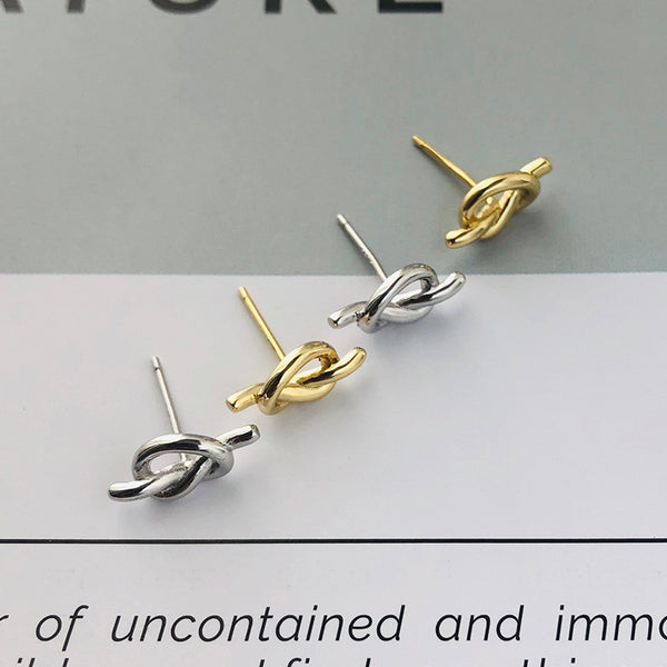 FE2597 925 Sterling Silver Dainty Little Knot Stud Earring