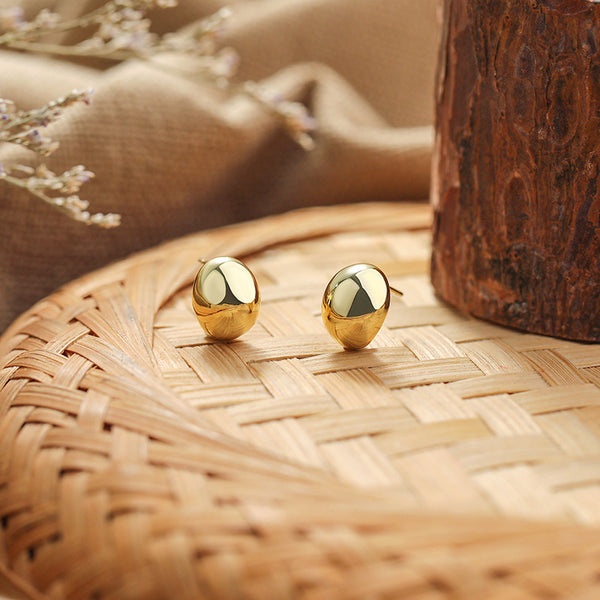 FE2705 925 Sterling Silver Small Bean Stud Earrings