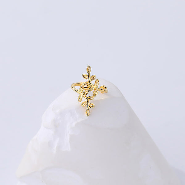 FE2609 925 Sterling Silver Dainty Leaf Ear Cuff
