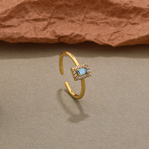 FJ0857 925 Sterling Silver Blue Crystal Ring
