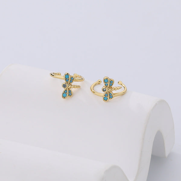 FE2508 Turquoise Dragonfly Ear Cuff