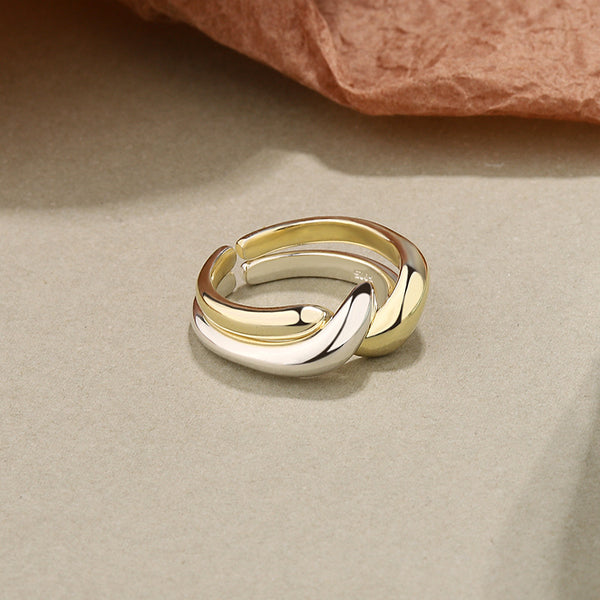 FJ0974 925 Sterling Silver Simple Wave Ring
