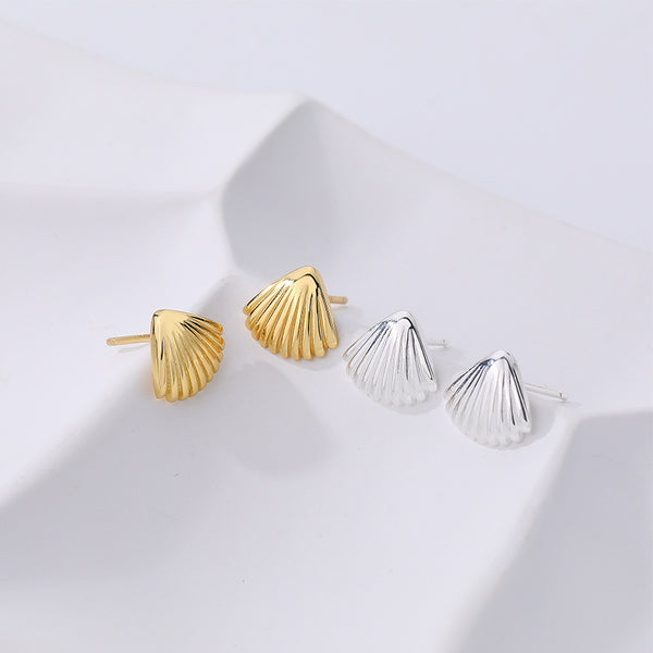 FE2681 925 Sterling Silver Simple Shell Stud Earrings