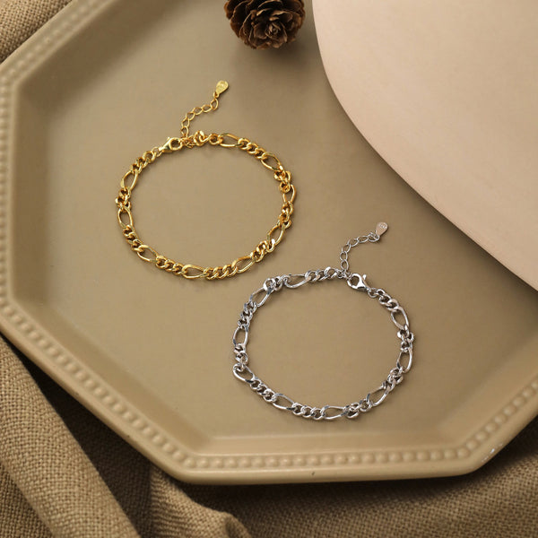 FS0366 925 Sterling Silver Figaro Chain Bracelet