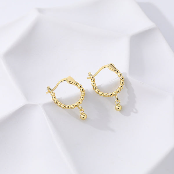 FE2486 925 Sterling Silver Vintage Ball Hoop Earrings
