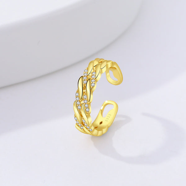 FJ1114 925 Sterling Silver Twisted Textured Ring
