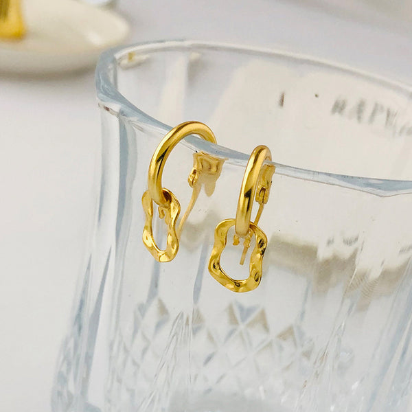 FE2518 925 Sterling Silver Circle Dangle Hoop Earring