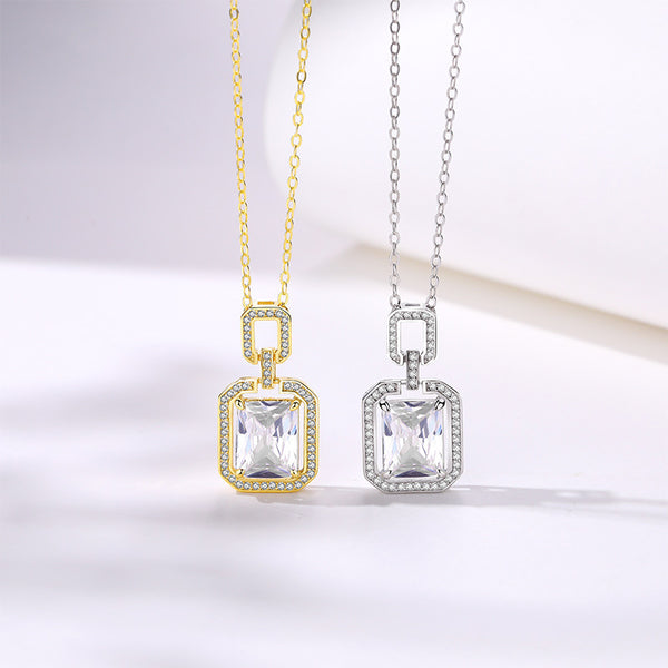 FX1247 925 Sterling Silver Interlocking Diamond Necklace