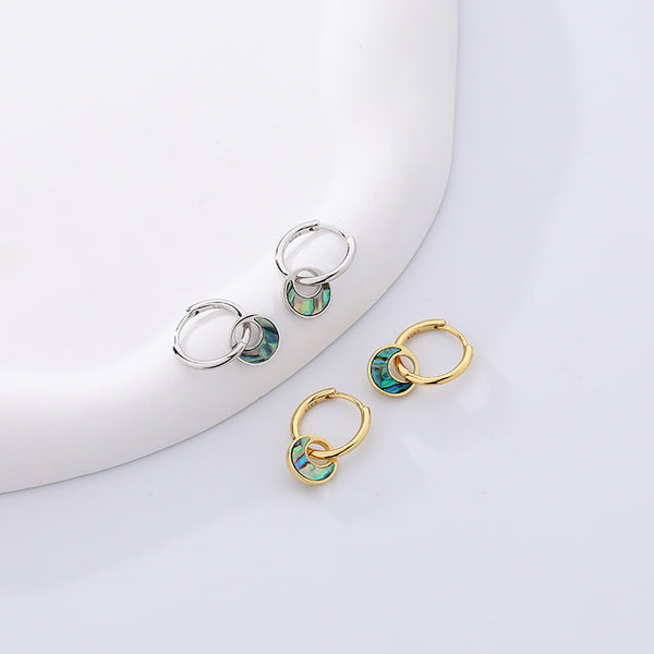 FE2247 Abalone Turquoise Dangle Earrings