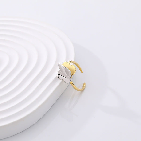 FJ0936 925 Sterling Silver Two-color Clover Ring