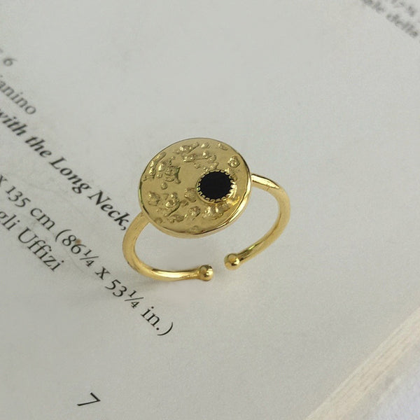 FJ0904 925 Sterling Silver Hammered Plante Ring