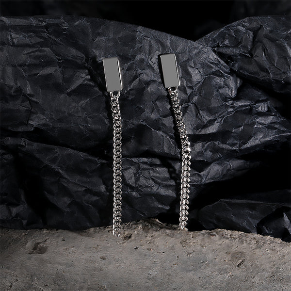 FE2656 925 Sterling Silver Vintage Long Tassel Stud Earrings