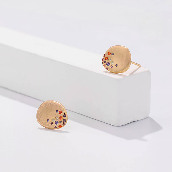 FE2646 925 Sterliang Silver Retro Brushed Color Zircon Stud Earring