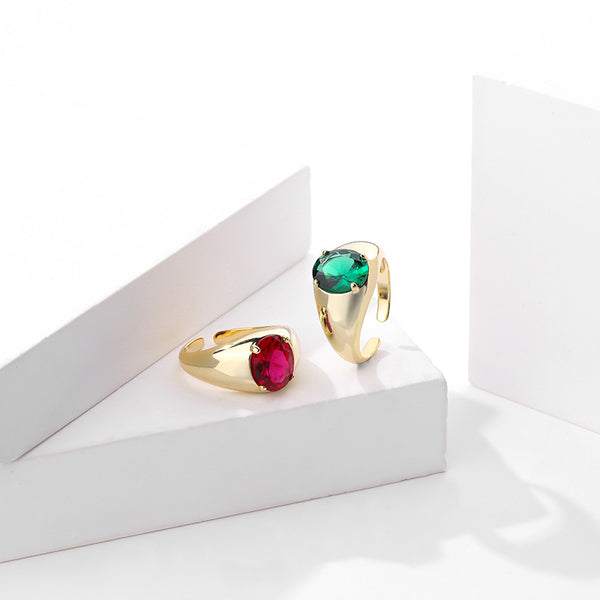 FJ0960 925 Sterling Silver Claw-set Gemstone Ring