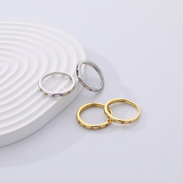 FJ1140 Colorful CZ Adjustable Rings