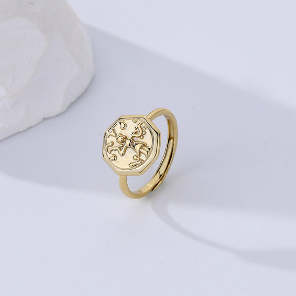 FJ0911 925 Sterling Silver Octagon Signet Ring