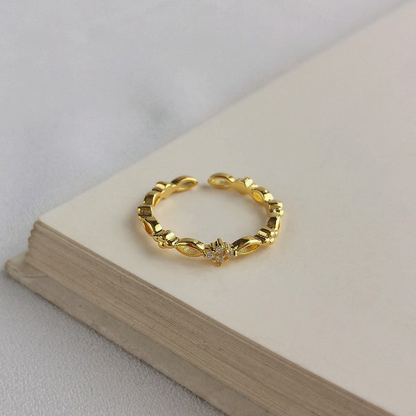 FJ1005 925 Sterling Silver Zircon Openwork Ring