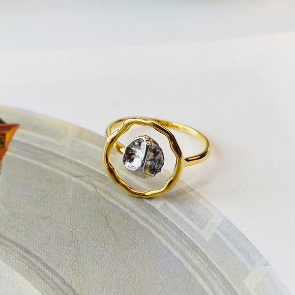 FJ0902 925 Sterling Silver Hollowed Two Color Ring