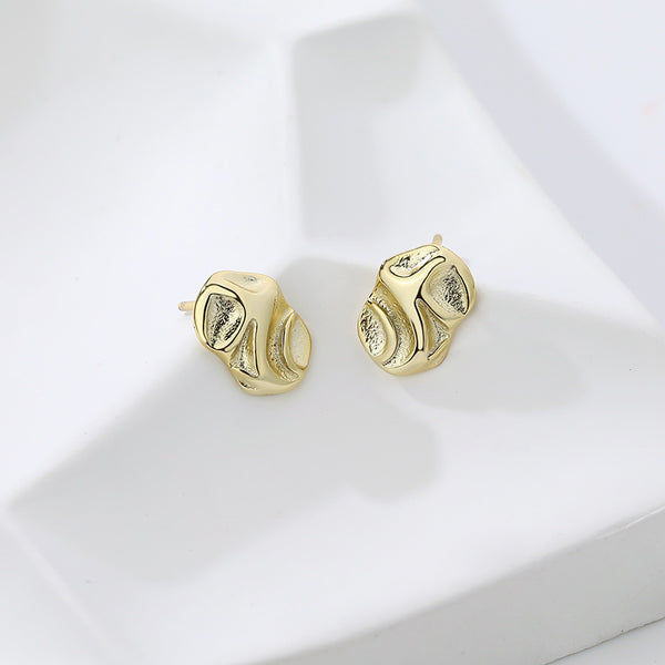 FE2672 925 Sterling Silver Irregular Wrinkled Textured Stud Earrings