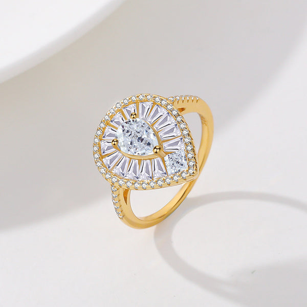 FJ1122 925 Sterling Silver Water Drop Shape Ring