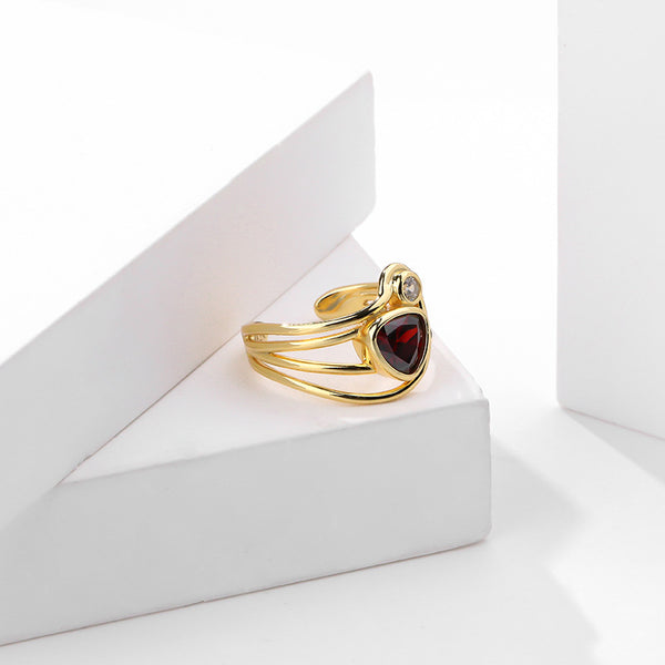 FJ0963 925 Sterling Silver Red Zirconia Ring