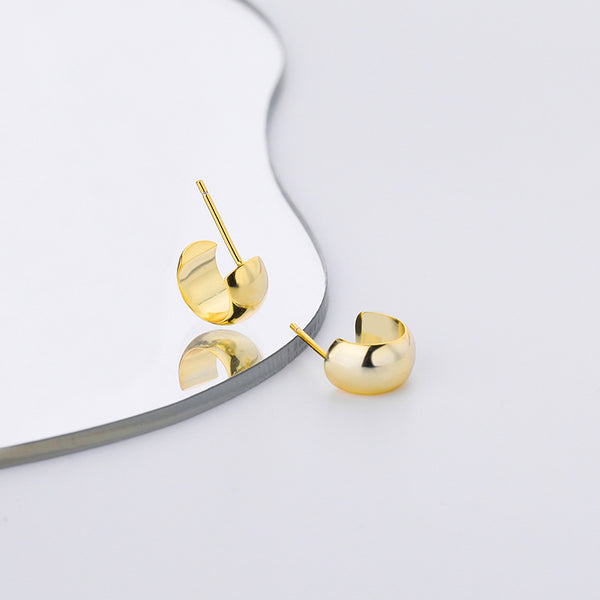 FE2664 925 Sterling Silver Simple C-shaped Stud Earrings