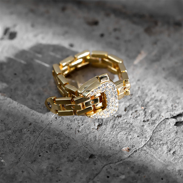 FJ0918 925 Sterling Silver Adjustable Watchband Ring