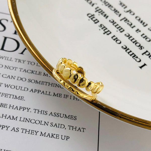 FJ0995 925 Sterling Silver Irregular Double Ring