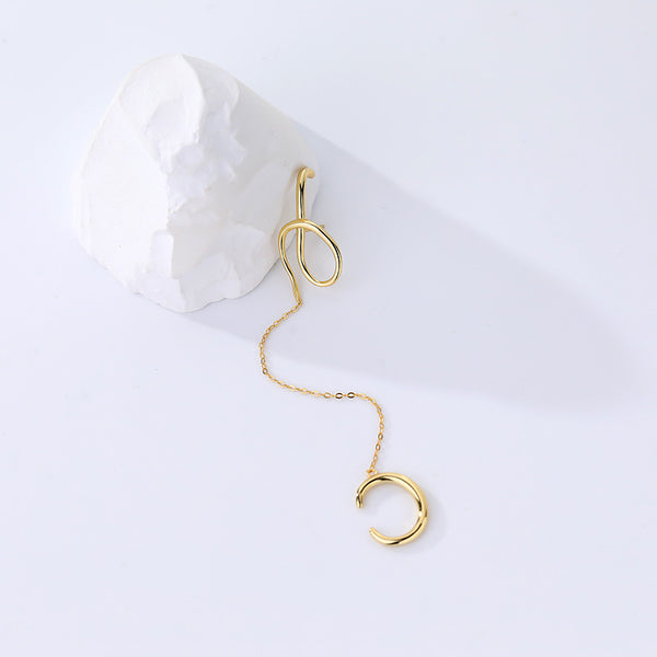 FE2651 925 Sterliang Silver Irregular Line Chain Ear Cuff