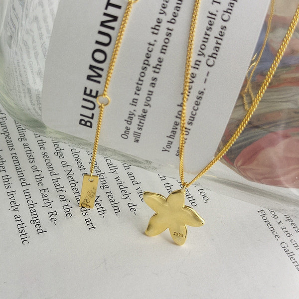 FX1052 925 Sterling Silver Texture Starfish Pendant Necklaces