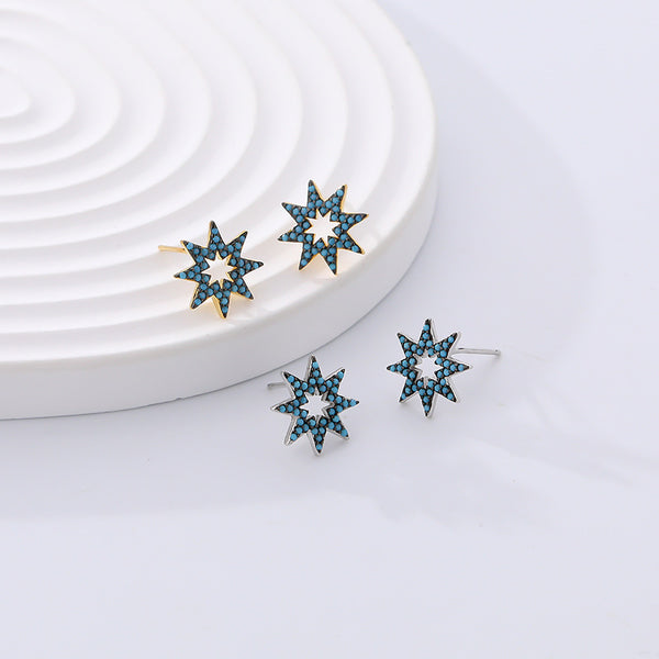 FE2619 Turquoise Cutout Stars Stud Earring