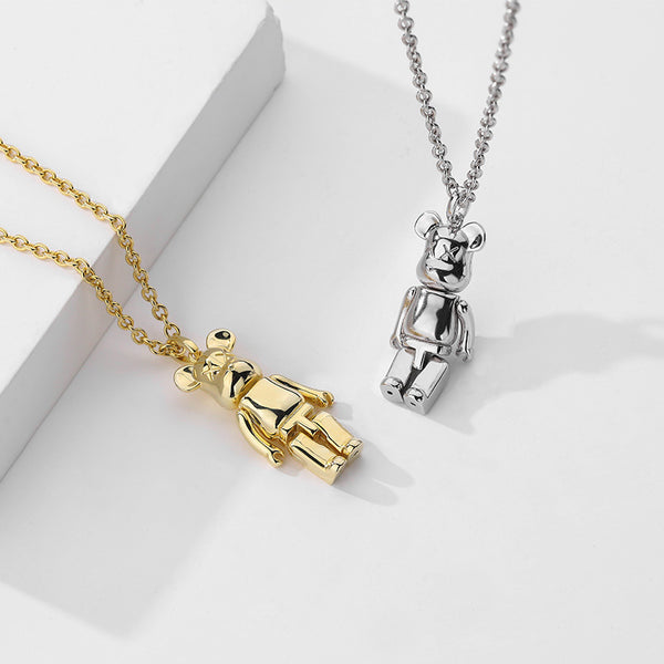 FX1142 925 Sterling Silver Bear Pendant Necklace