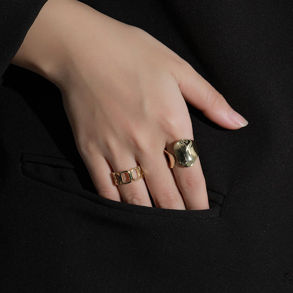 FJ0899 925 Sterling Silver Geometric Band Ring