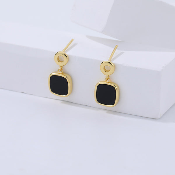 FE2264 Light Luxury Black Agate Stud Earrings