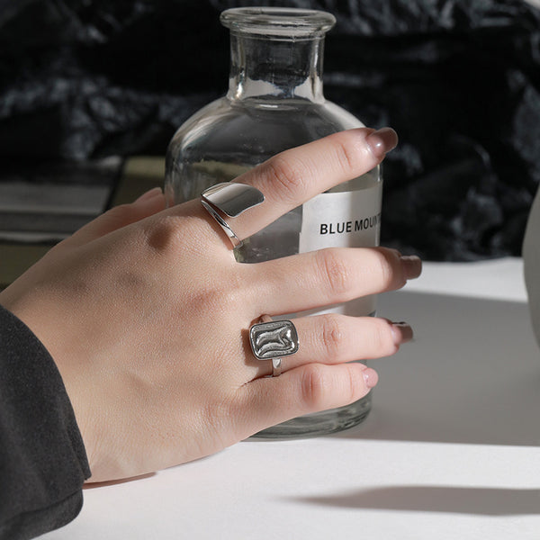 FJ0897 925 Sterling Silver Open Asymmetrical Ring