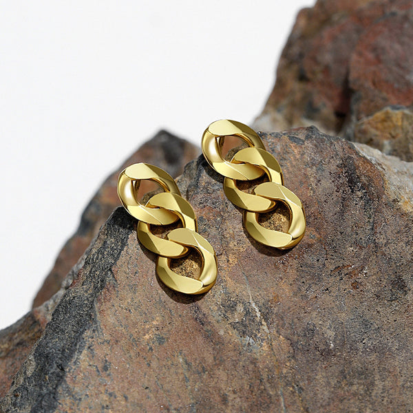 FE2655 925 Sterling Silver Fashion Chain Stud Earrings