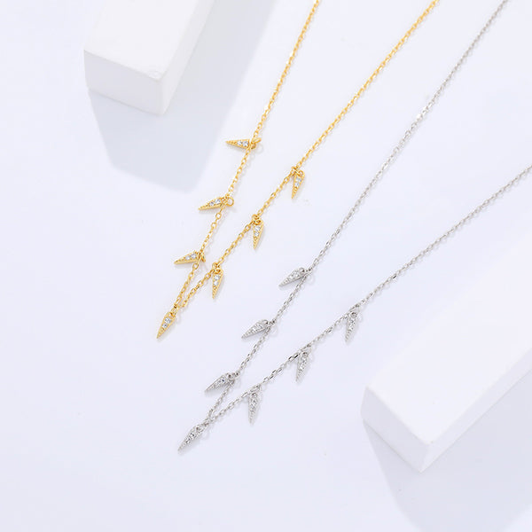 FX1065 925 Sterling Silver Tassel Zirconia Necklace