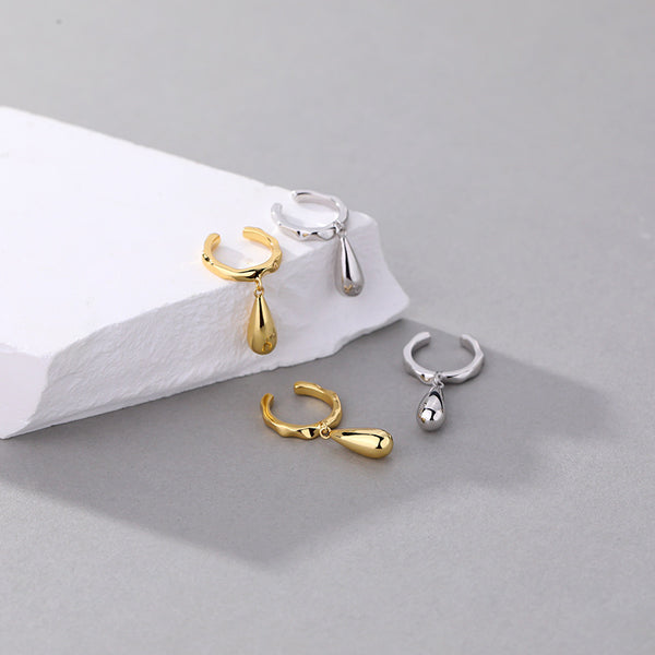 FE2513 925 Sterling Silver Water Drop Dangle Hoop Earring