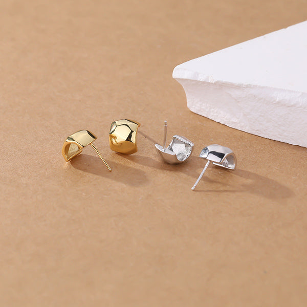 FE2470 925 Sterling Silver Simple Glossy Stud Earrings