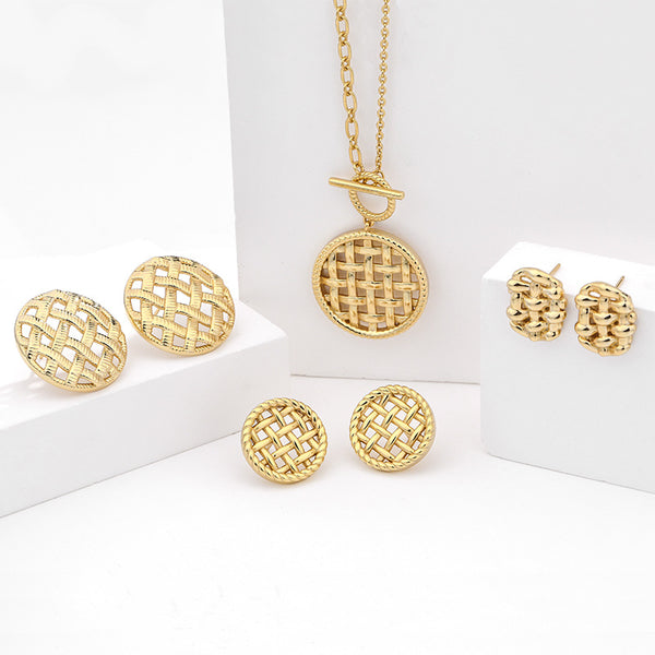 FE2633 925 Sterliang Silver Weave Irregular Stud Earring