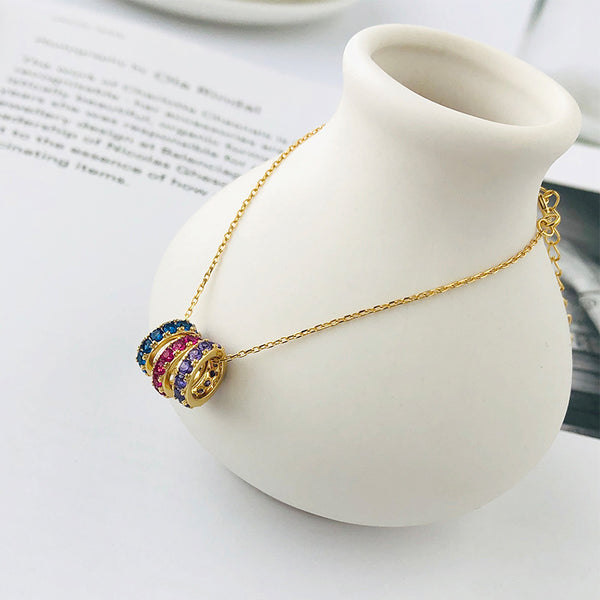 FS0377 925 Sterling Silver Colorful Zircon Bracelet