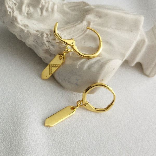 FE2556 925 Sterling Silver Dainty Tie Dangle Hoop Earring