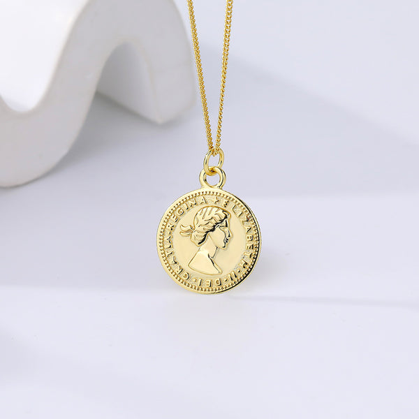FX1110 925 Sterling Silver Vintage Roman Coin Necklace