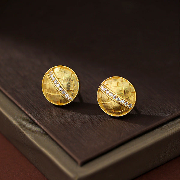 FE3031 925 Sterling Silver Braided Zirconia Stud Earrings