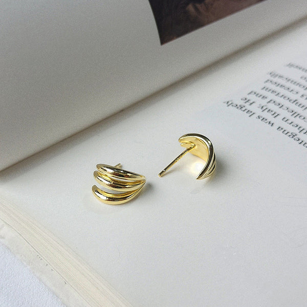 FE2687 925 Sterling Silver Irregular Spiral Stud Earrings