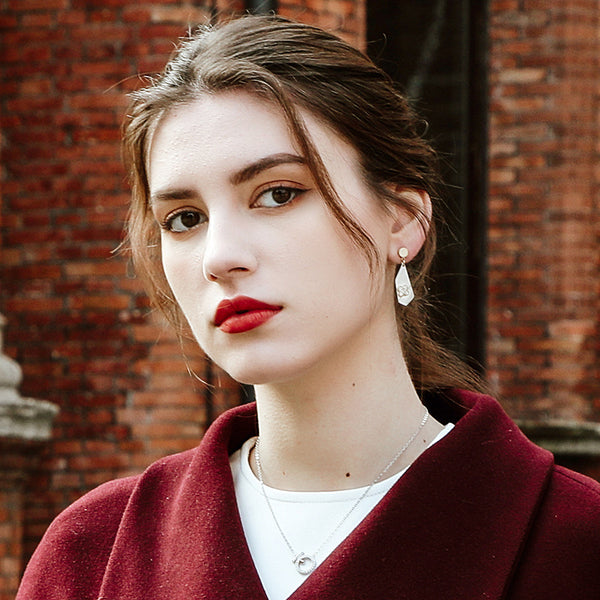 FE2607 925 Sterling Silver Irregular Four Leaf Clover Zircon Dangle Stud Earring