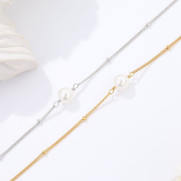 FS0330 925 Sterling Silver Simple Pearl Bracelet